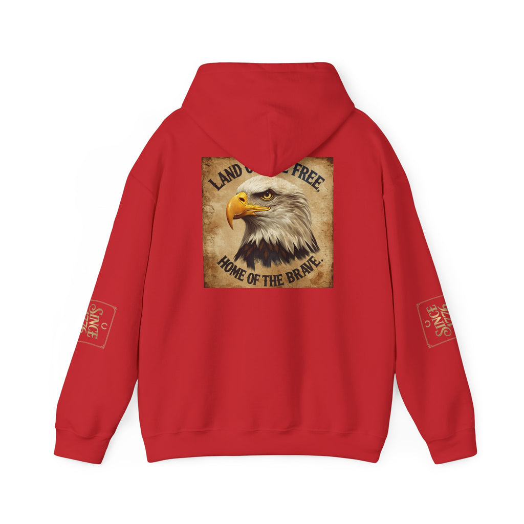America 250 Hoodie — Land of the Free Eagle Patriotic Sweatshirt