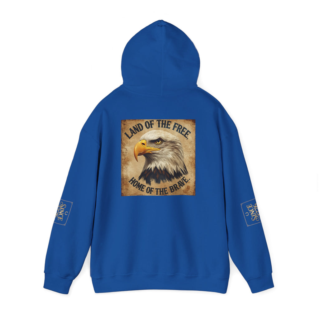 America 250 Hoodie — Land of the Free Eagle Patriotic Sweatshirt